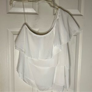 White ruffle one-shoulder top